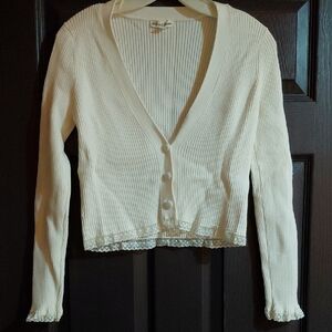 For Love And Lemons Ivory Ribbed Cardigan
